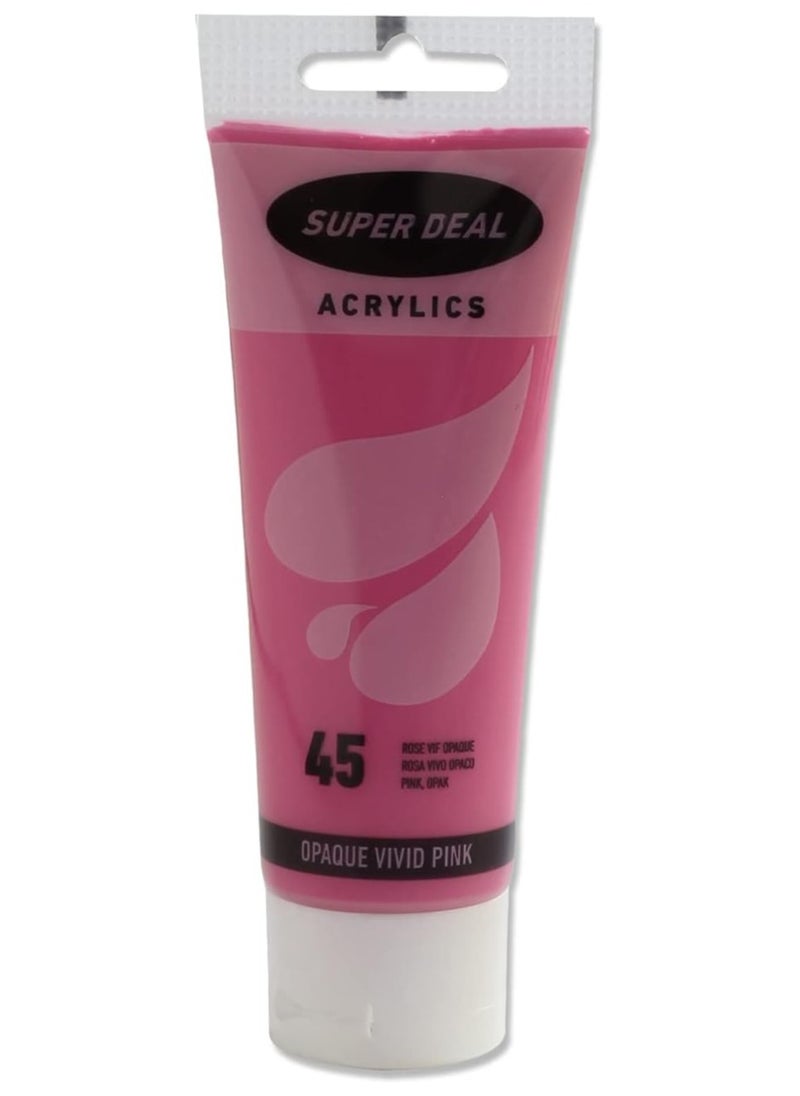 SUPER DEAL Super Deal Acrylic Color Paint Tube 75ml Opaque Vivid Pink  - Image 1