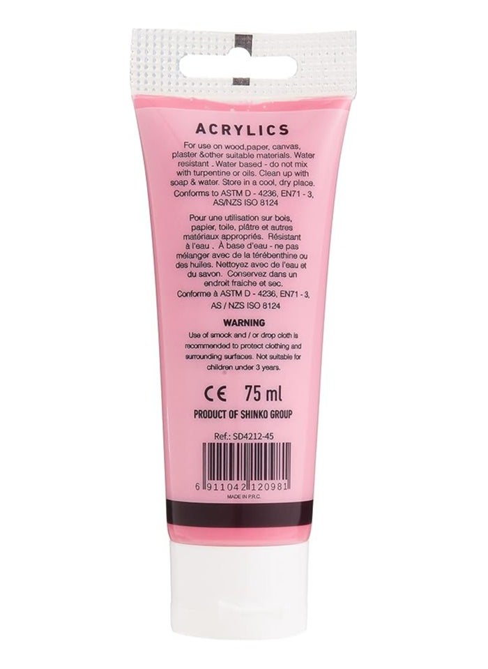 SUPER DEAL Super Deal Acrylic Color Paint Tube 75ml Opaque Vivid Pink  - Image 2