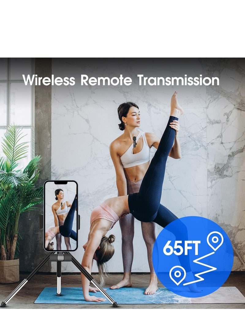 2 Pack Wireless Microphone for iPhone iPad, Lapel Mics Plug-Play 2.4G Ultra-Low Delay Built-in Noise Reduction Chip 8H Working Time for Video Recording Interview Podcast Vlog YouTube