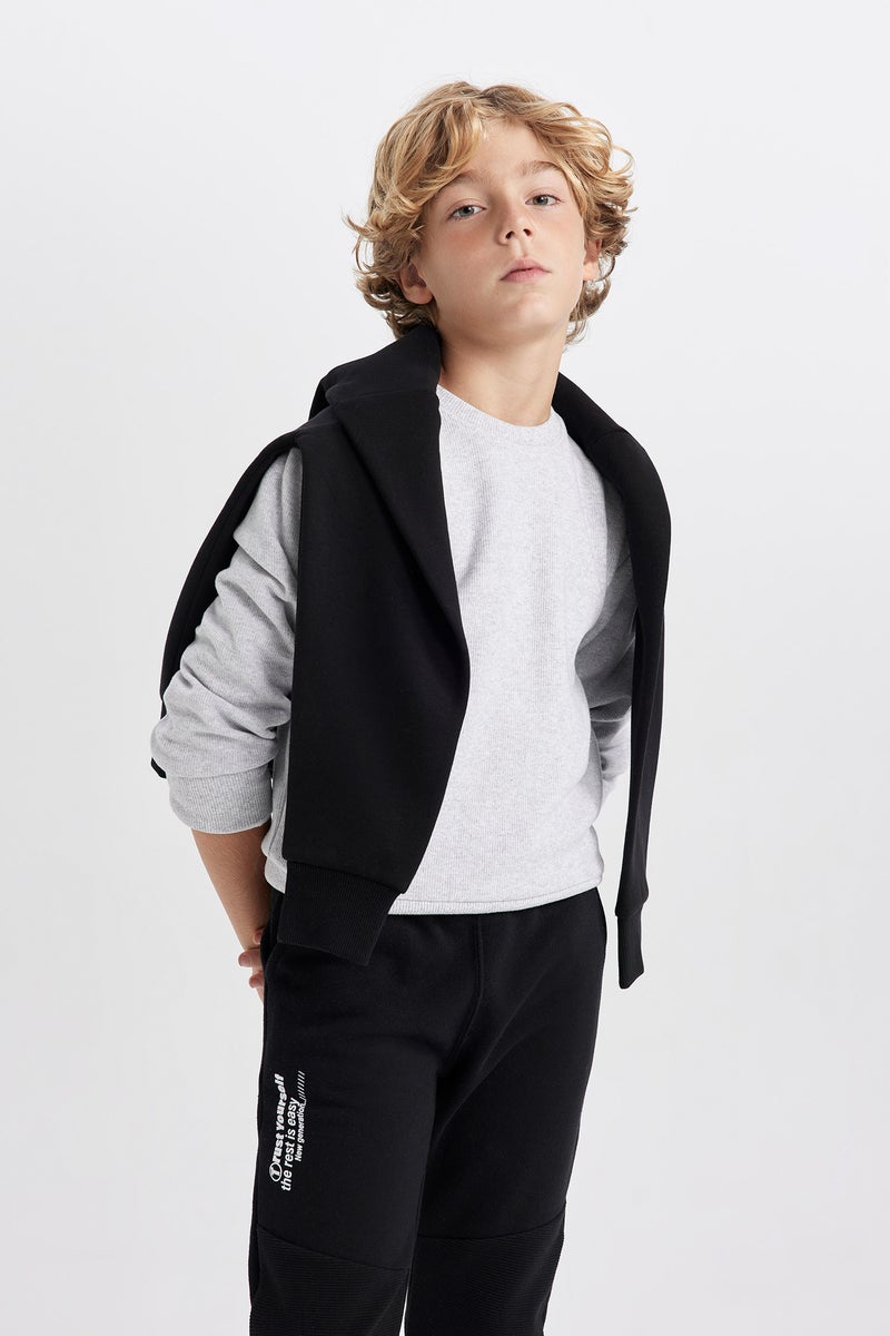 DeFacto Grey Boy Boy Crew Neck Selanik Fabric Basic Sweatshirt Casual - Image 1