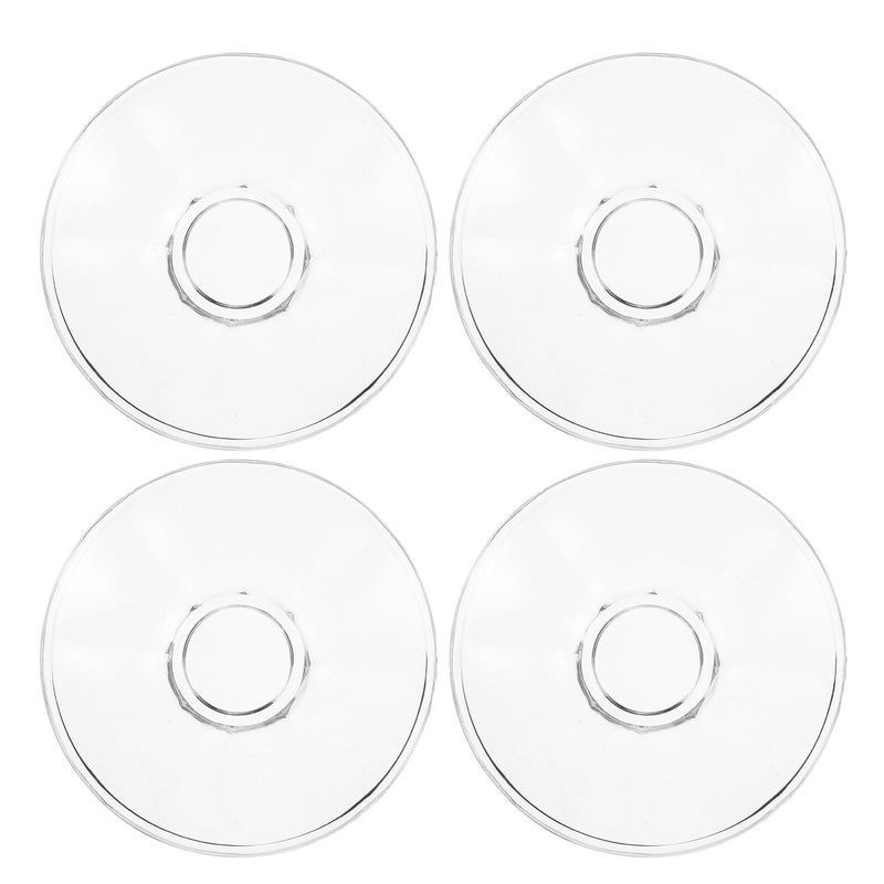 4Pcs Round Glass Tea Saucers Set Chinese Style Plates for Tea Snacks Desserts Display - Image 2