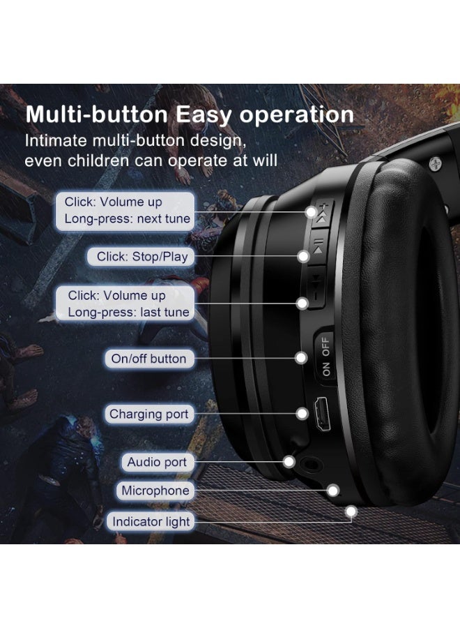 onikuma B90 Bluetooth Cat Ear Headphones for Kids & Adults, Wireless & Wired Mode Foldable Headset with Mic - Clear Sound Quality - RGB LED Light, for Girls School Gaming, for Phone/Laptop/PC/Tablet - Image 5