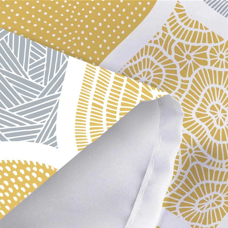 JAWO JAWO Yellow and Grey Camper RV Shower Curtain for Travel Trailer Bathroom  Bohemian Chic Camping Small Narrow Shorter Fabric Shower Curtains Set  Happy Camp Outdoor Decor Accessories with Hooks 47X64 - Image 5