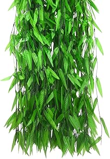 Beebel Beebel 50 Strands Artificial Vine Fake Leaves Silk Willow Rattan Wicker Twig for Jungle Party Supplies  - Image 1