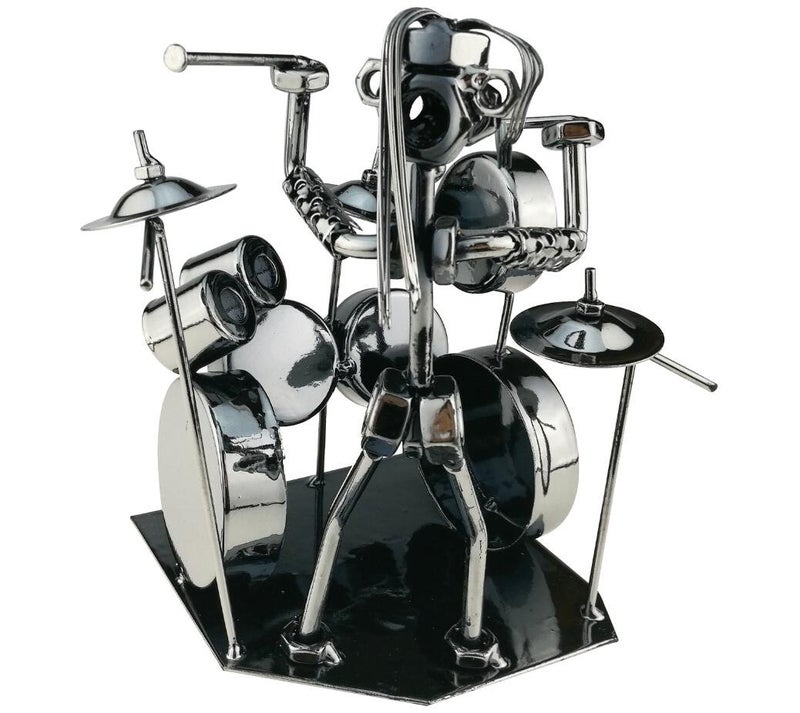 Winterworm Winterworm Modern Musician Drummer Band Metal Statues Ornament for Home Office Decoration Birthday Gift Collection(44-991)  - Image 3