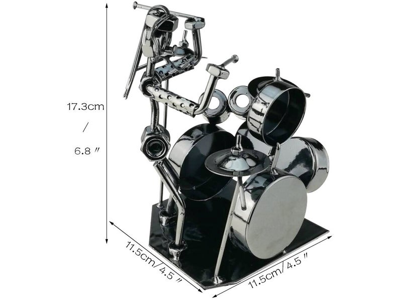 Winterworm Winterworm Modern Musician Drummer Band Metal Statues Ornament for Home Office Decoration Birthday Gift Collection(44-991)  - Image 2