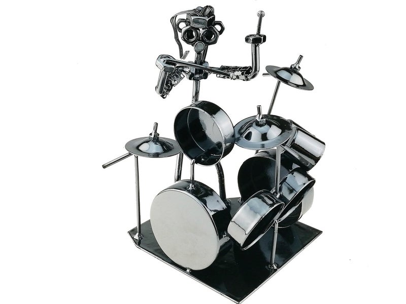 Winterworm Winterworm Modern Musician Drummer Band Metal Statues Ornament for Home Office Decoration Birthday Gift Collection(44-991)  - Image 1