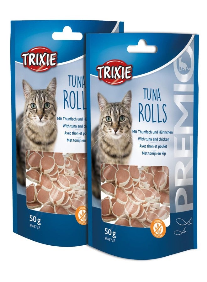 تريكسي مكافآت تريكسي بريميو للقطط، لذيذة وغنية بالعناصر الغذائية، مكافآت صحية للقطط، مناسبة لجميع سلالات القطط - 50 غرام، عبوة من قطعتين (لفائف التونة) لجميع مراحل حياة القطط - Image 1