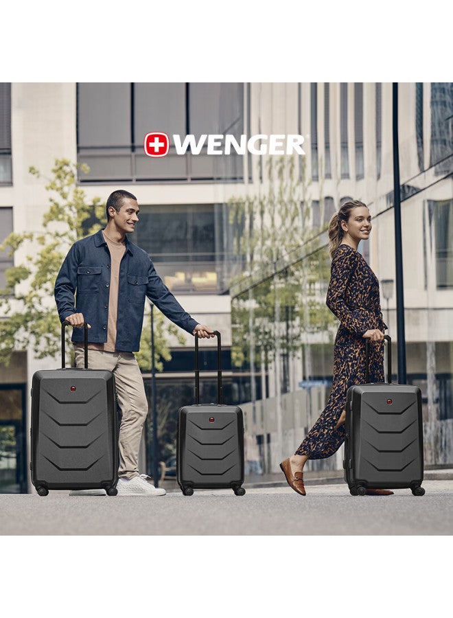 Wenger Swiss Army Knife 24-inch Expandable Trolley Luggage With Spinner Wheels Business Travel Suitcase With Combination Lock Metal Gray