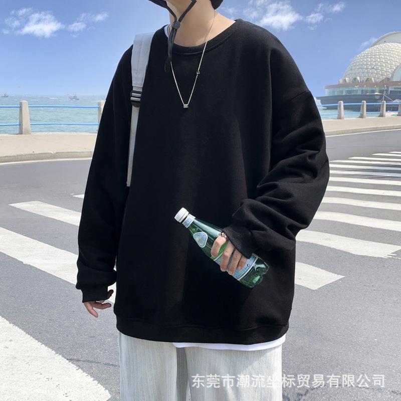 Autumn Winter Solid Hoodie Men Casual Oversized Fleece Black [fleece-lined]]  - Image 1