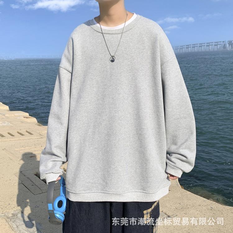 Autumn Winter Solid Hoodie Men Casual Oversized Fleece Black [fleece-lined]]  - Image 4