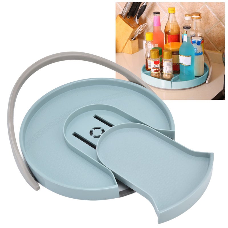 Blue Revolving Cabinet Shelf Pull Out Rotating Organizer Rack For Kitchen Pantry Storage - Image 4