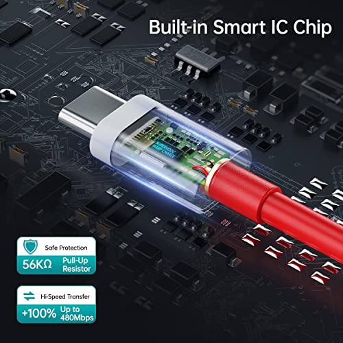 AILKIN WARP/Dash Charging Type c Charger Cable Compatible for One Plus 11/10/9/ 8T /8 /8pro /7 Pro / 7T / 7T Pro Nord and Dash Charge for One Plus 3 / 3T / 5 / 5T / 6 / 6T / 7(1 M, Red) - Image 4