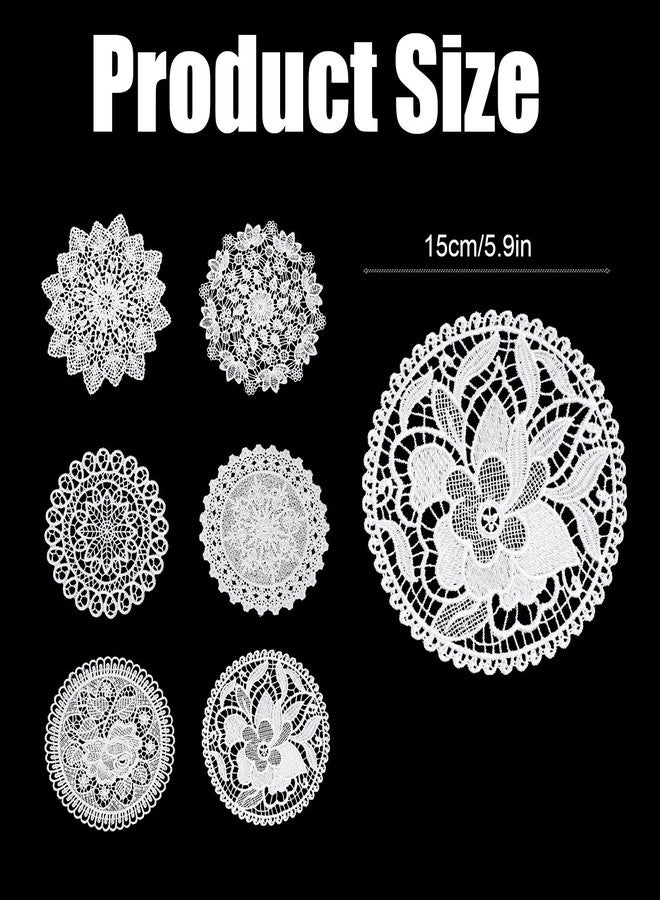 Zelphvt 6 Pack Crochet Doilies Vintage Lace Doilies 6 Inch White Round Cloth Doily Crochet Placemats Handmade Coasters Rustic Lace Doily for Tables Dressers Vase Crafts Decoration - Image 2