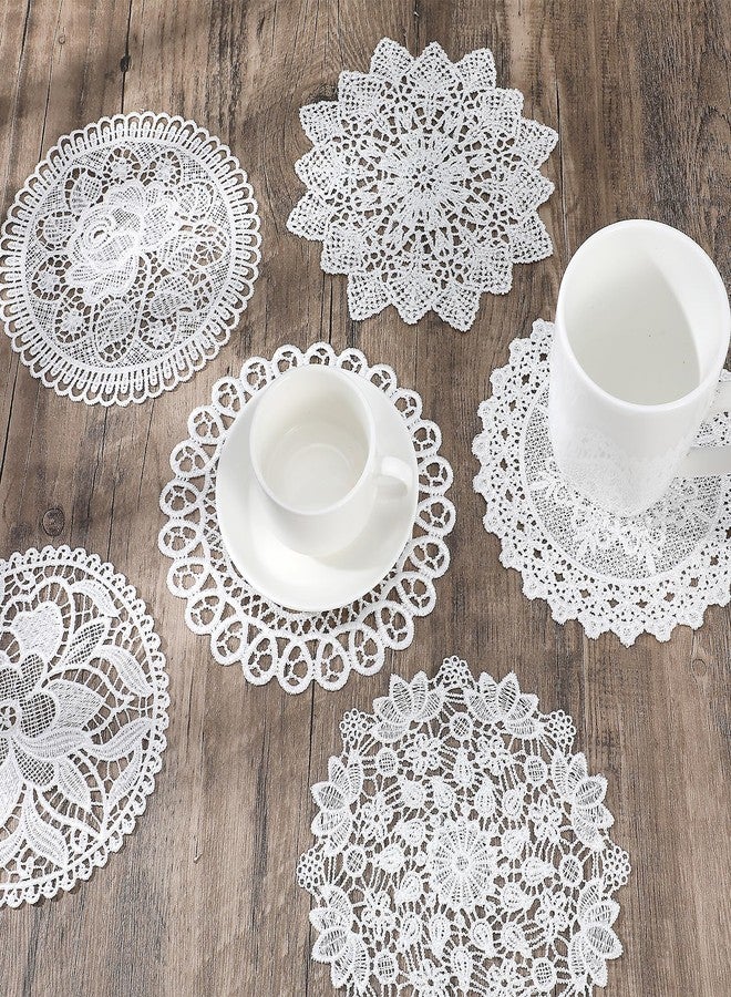 Zelphvt 6 Pack Crochet Doilies Vintage Lace Doilies 6 Inch White Round Cloth Doily Crochet Placemats Handmade Coasters Rustic Lace Doily for Tables Dressers Vase Crafts Decoration - Image 3