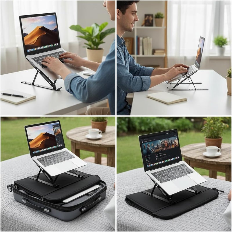الكبريت حامل كمبيوتر محمول محمول من ، حامل أجهزة لوحية قابل للتعديل من PHOCAR لأجهزة iPad وMacBook Pro، رافع مكتبي للكمبيوتر المحمول، حامل تبريد قابل للطي لأجهزة MacBook وDell وAsus وLenovo (رمادي) - Image 3