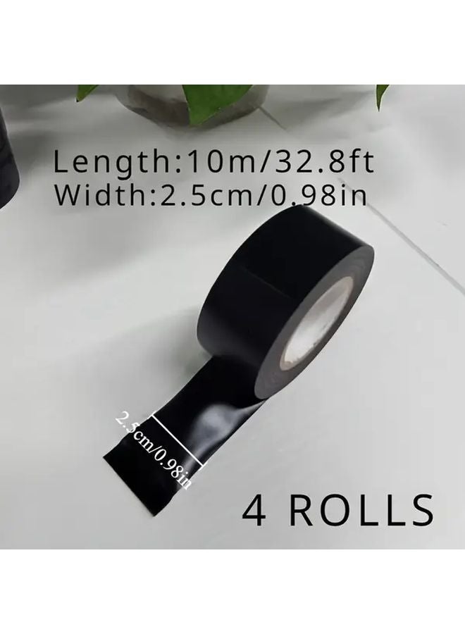 Black Electrical Tape 4 Rolls 25mm X 32ft Waterproof High Temperature Resistant - Image 4