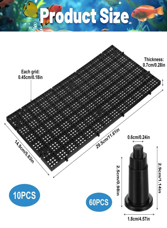 PercyEffie 10 Pcs Aquarium Divider Grid Egg Crate with 60 Brackets,Fish Tank Plastic - Image 2