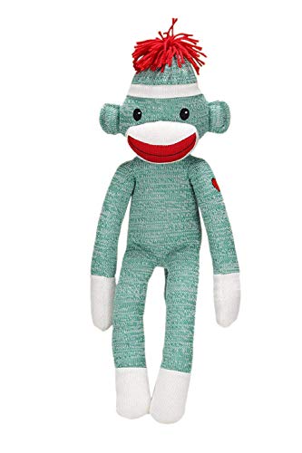Made By Aliens Adorable Sock Monkey, The Original Traditional Hand Knitted Stuffed Animal Toy Gift-for Kids, Babies, Teens, Girls and Boys Baby Doll Present Puppet (20" Green) - Image 2