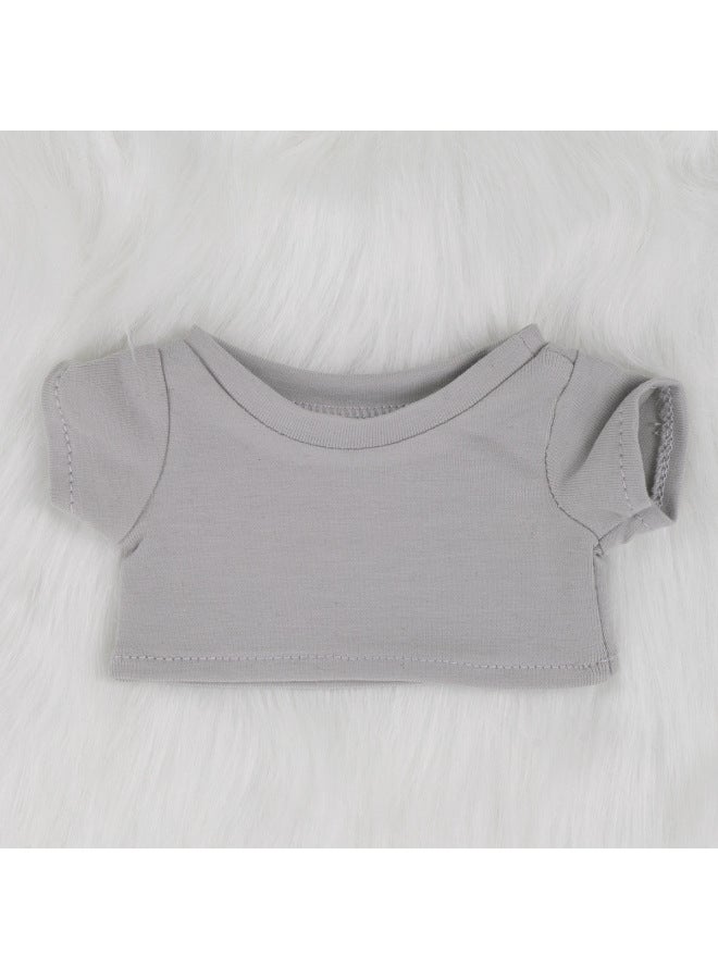 Doll 10/15cm20cm Cotton Doll Black And White Short Sleeve T-shirt Doll Doll Clothes Can Add LOGO Pattern-Specifications:10cm-Color:light Gray T-shirt  - Image 1