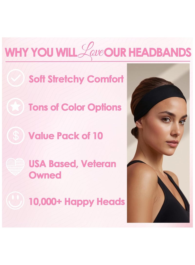 STAR BEJA Styla Hair 10 Pack Stretch Headbands Non-Slip Head Wraps Great for Sports, Yoga, Pilates, Running, Gym, Workouts, Baseball, Casual Wear, Gifts & More!  - Image 2