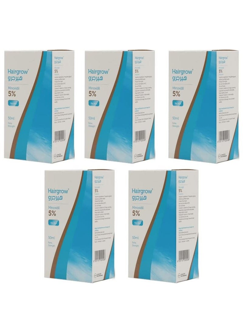 Hairgrow Minoxidil 5% Solution Hair Regrowth Tonic 50ml (5 Pack 5 Month)  - Image 1
