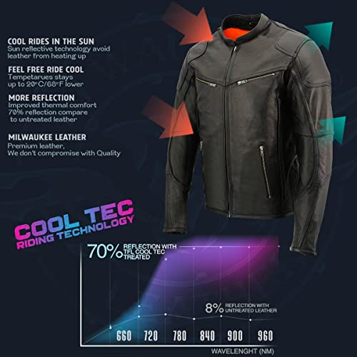 Milwaukee Leather MLM1502 Men's Black 'Cool-Tec' Vented Leather Scooter Jacket - X-Large - Image 2