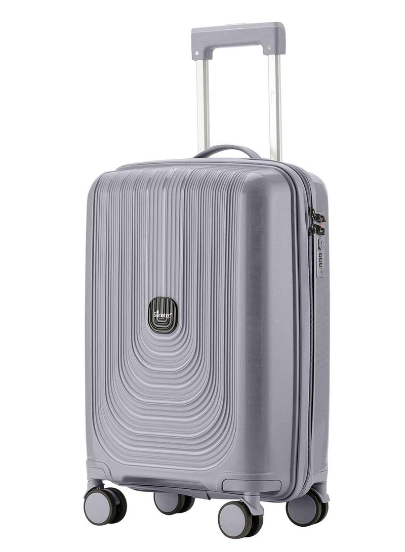 SENATOR Unisex Hard Case Carry On Luggage Lightweight PP Fashion Trolley Luggage with 4 Double Spinner Wheel and 3-Digit Combination Lock KH1009 Light Grey  - Image 1
