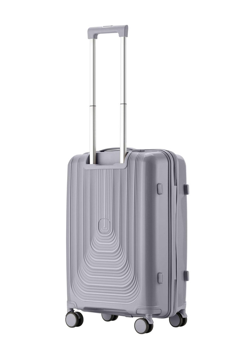 SENATOR Unisex Hard Case Carry On Luggage Lightweight PP Fashion Trolley Luggage with 4 Double Spinner Wheel and 3-Digit Combination Lock KH1009 Light Grey  - Image 2