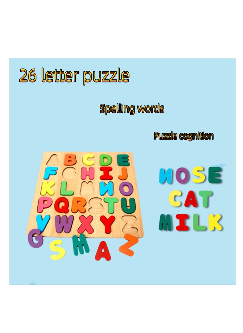 نوفولان لعبة أحجية الصور المقطوعة NOVOLAN Literacy Puzzle للأطفال، لوحة أرقام خشبية، لوحة أحرف، أحجية الأشكال الهندسية، لوحة الإمساك باليد، ألعاب تعليمية مبكرة، أرقام، حروف، رياضيات، أشكال (حروف)  - Image 4