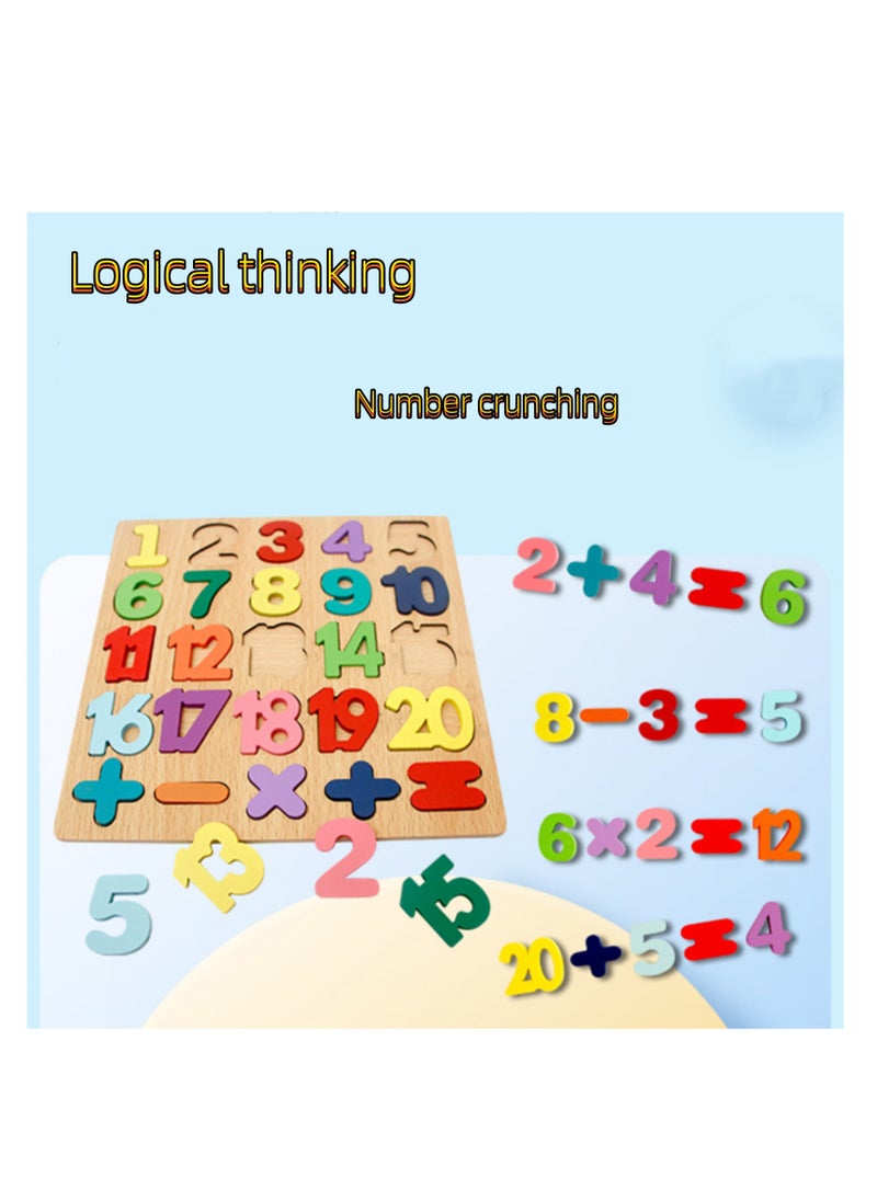 نوفولان لعبة أحجية الصور المقطوعة NOVOLAN Literacy Puzzle للأطفال، لوحة أرقام خشبية، لوحة أحرف، أحجية الأشكال الهندسية، لوحة الإمساك باليد، ألعاب تعليمية مبكرة، أرقام، حروف، رياضيات، أشكال (حروف)  - Image 5