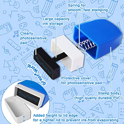 Swity Home Self-Inking Teacher Stamp Set Mess-Free Motivation Teacher Grading Stamp Set Teachers Review Homework Feedback Stamps for Classroom Grading Encouragement Motivation Recognition 8 Pcs - Image 3