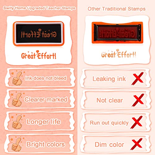 Swity Home Self-Inking Teacher Stamp Set Mess-Free Motivation Teacher Grading Stamp Set Teachers Review Homework Feedback Stamps for Classroom Grading Encouragement Motivation Recognition 8 Pcs - Image 4