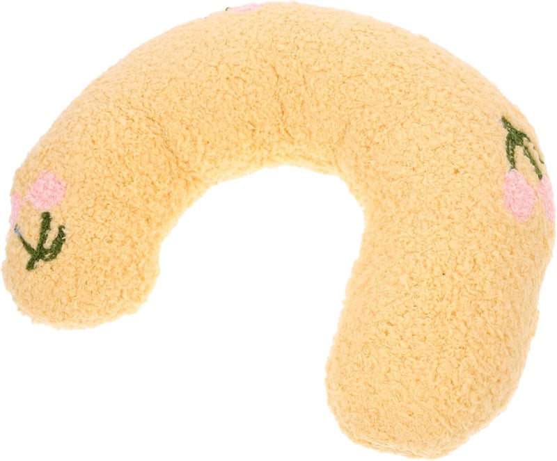 Kisangel Comfortable U-Shaped Cat Pillow for Deep Sleep Soft Washable Kitten Cushion Stylish Neck Support for Indoor Cats Elegant Yellow Design for Home Decor - Image 1