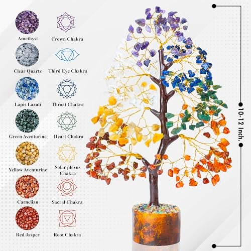 HindCraft Seven Chakra Crystal Tree for Prosperity & Positive Energy | Feng Shui Artificial Tree for Living Room & Office Décor | Perfect Housewarming for Men & Women - Image 3