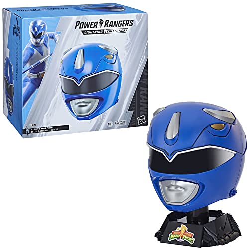 Power Rangers Lightning Collection Mighty Morphin Blue Ranger Premium Collector Helmet Full-Scale for Display, Roleplay, Cosplay, Multicolor - Image 2