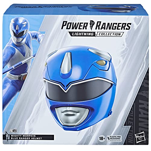 Power Rangers Lightning Collection Mighty Morphin Blue Ranger Premium Collector Helmet Full-Scale for Display, Roleplay, Cosplay, Multicolor - Image 3