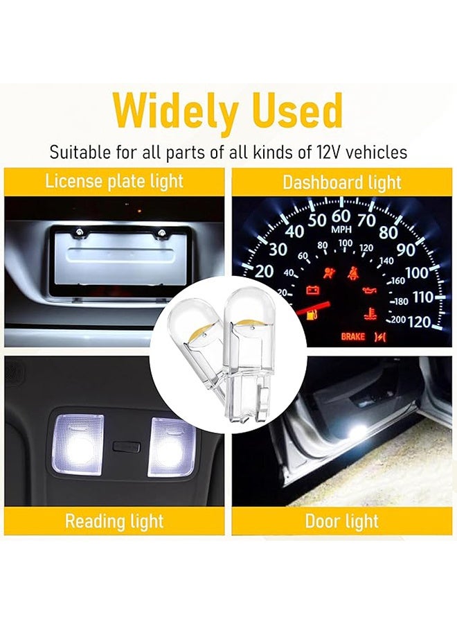 20 PCS Car 194 LED Bulbs, 168 2825 W5W T10 Wedge COB LED Replacement Bulb, 6000K License Plate Light Bulb, Error Free Interior Bulb for Dashboard Light, Dome Lights,License Plate Lights (White.yellow) - Image 4