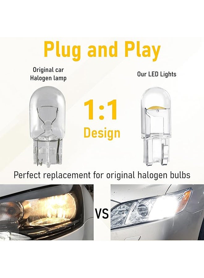 20 PCS Car 194 LED Bulbs, 168 2825 W5W T10 Wedge COB LED Replacement Bulb, 6000K License Plate Light Bulb, Error Free Interior Bulb for Dashboard Light, Dome Lights,License Plate Lights (White.yellow) - Image 3