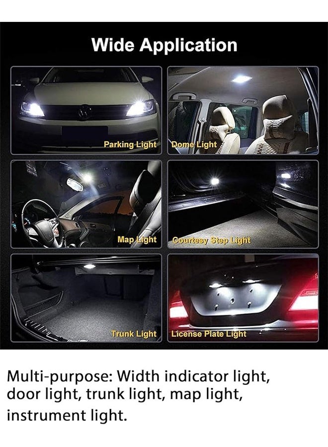 20 PCS Car 194 LED Bulbs, 168 2825 W5W T10 Wedge COB LED Replacement Bulb, 6000K License Plate Light Bulb, Error Free Interior Bulb for Dashboard Light, Dome Lights,License Plate Lights (White.yellow) - Image 5