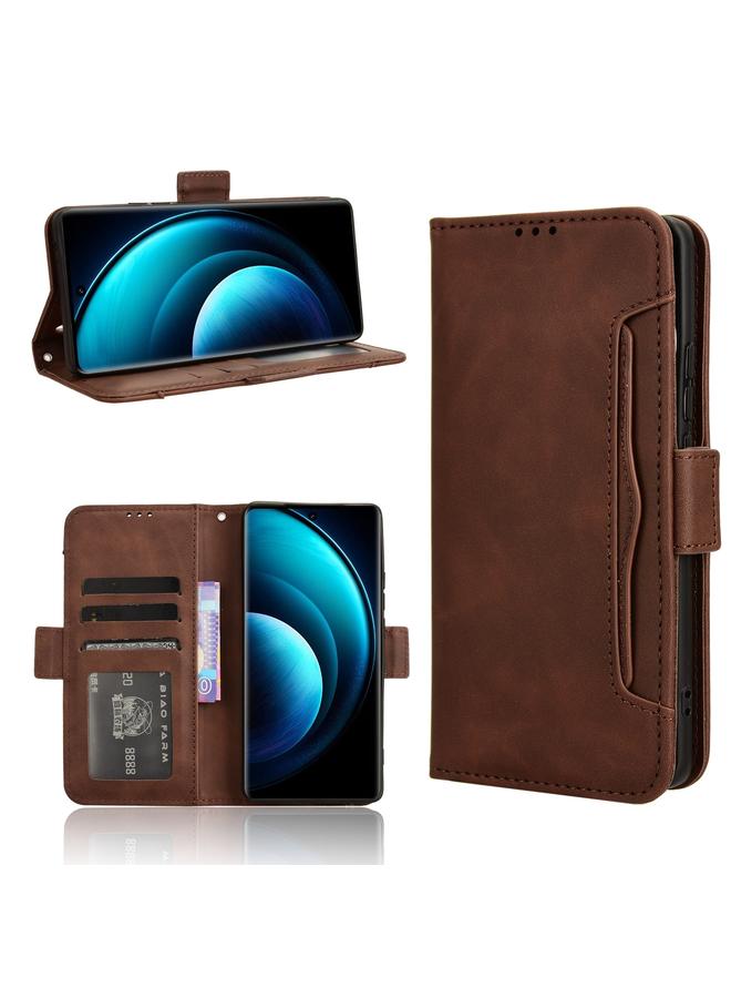 Green Tiger For vivo X100 Pro 5G Skin Feel Calf Texture Card Slots Leather Phone Case(Brown)