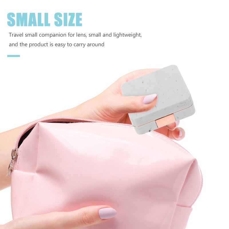 1 Set of Travel -lens Box with Mirror Cute Case Cosmetic Lens Cases with Tools for Women Girls - Image 2