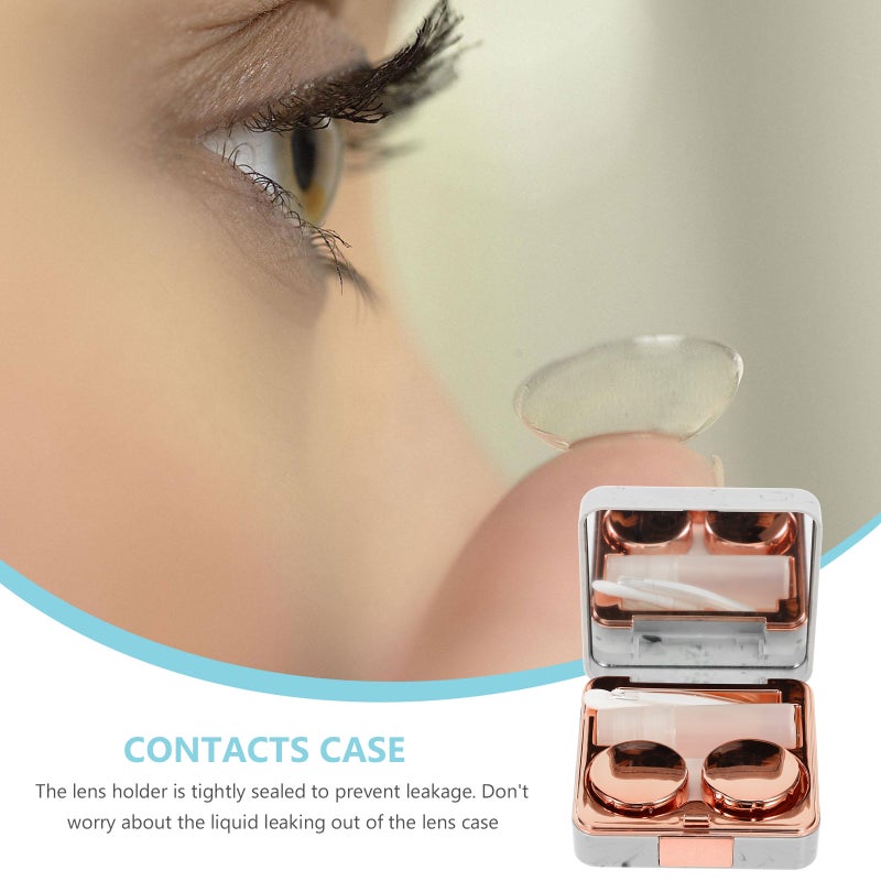 1 Set of Travel -lens Box with Mirror Cute Case Cosmetic Lens Cases with Tools for Women Girls - Image 3