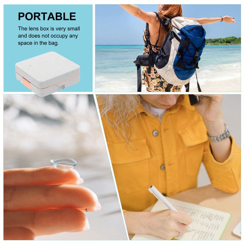 1 Set of Travel -lens Box with Mirror Cute Case Cosmetic Lens Cases with Tools for Women Girls - Image 5