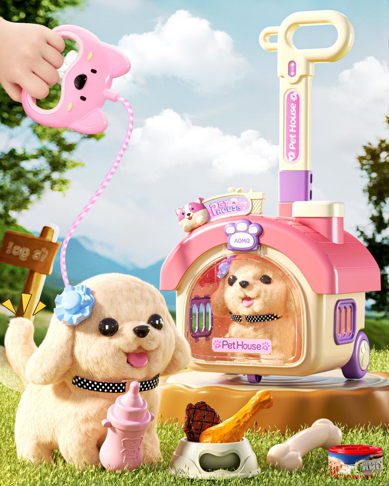 STACTCUTE 23Pcs Dog Toys for Kids Girls Walking Barking Interactive Realistic Stuffed Dog with Portable Puppy Stroller Accessories Toys Pretend Puppy Pet Care Playset Gifts for Little Girls 3 4 5 6 Year Old - Image 3