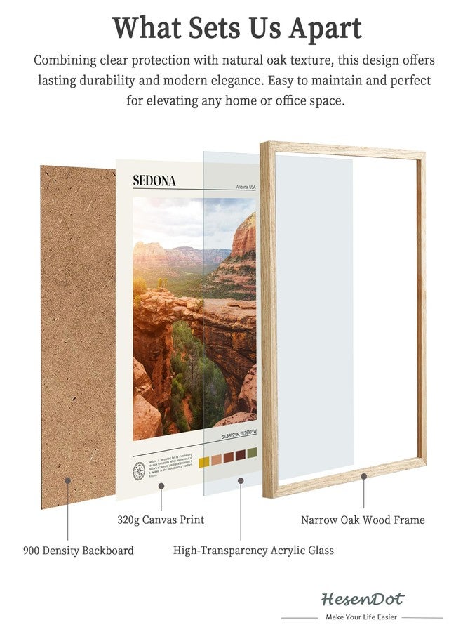 HesenDot Natural OAK Wood Framed Arizona Wall Art,12x16in Sedona's red rock formations Quality Canvas Wall Print,Classic Urban Landmark Wall Decor for Living Room,Bedroom,Office Gallery Set of 1 - Image 2
