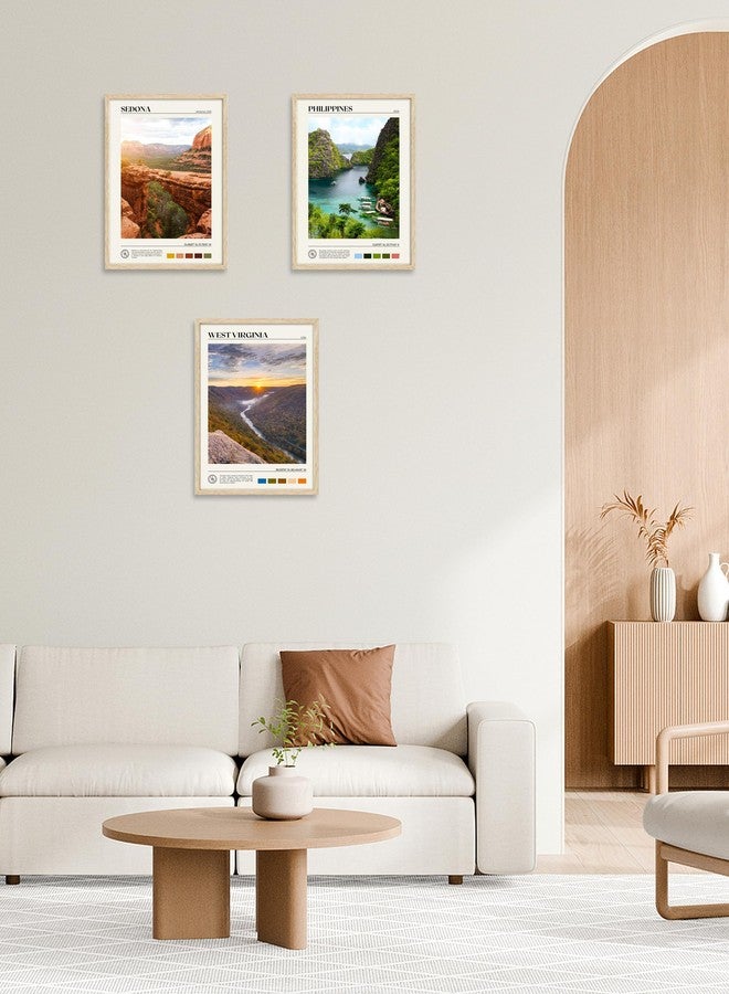 HesenDot Natural OAK Wood Framed Arizona Wall Art,12x16in Sedona's red rock formations Quality Canvas Wall Print,Classic Urban Landmark Wall Decor for Living Room,Bedroom,Office Gallery Set of 1 - Image 4