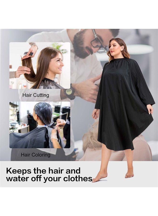 Perfehair Professional Salon Client Hair Cutting Cape Gown, Barber Haircut Cape with Sleeves - Black