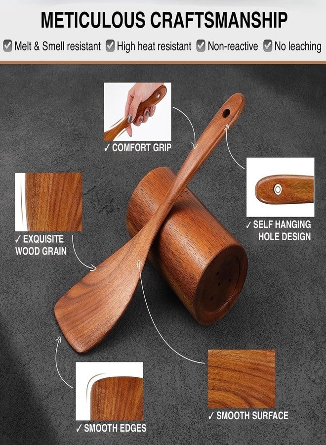 AVARO Wooden Spoons for Cooking -10 Pcs Cooking Utensils Set with Smooth Finish, Durable Teak Wood Kitchen Utensils Set, Nonstick Cooking Utensils, Lightweight, Heat-Resistant, Comfort Grip Kitchen Utensils - Image 3