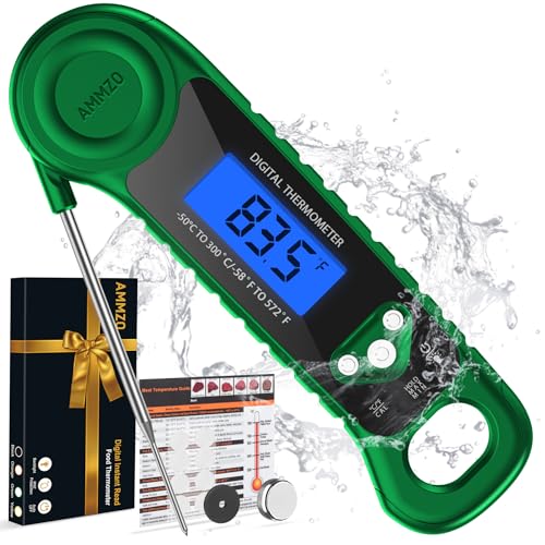AMMZO Digital Meat Thermometer for Grilling Candy Thermometer Instant Read Food Thermometer Waterproof with Backlight for Cooking Deep Fry BBQ Grill Smoker and Roast Green - Image 1